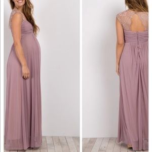 Pink blush maternity evening gown